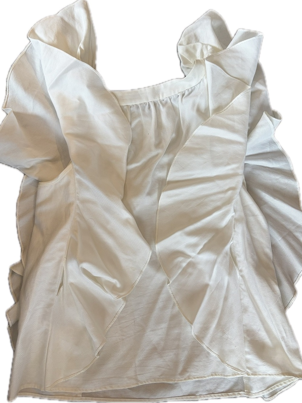 Escada White Statement Ruffle Sleeve Keyhole Top - Picture 3 of 5
